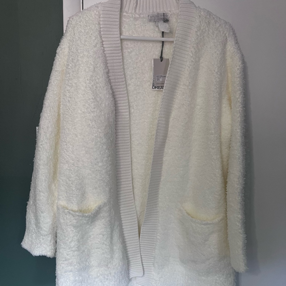 Barefoot Dreams White Open-Front Cardigan Sweater
